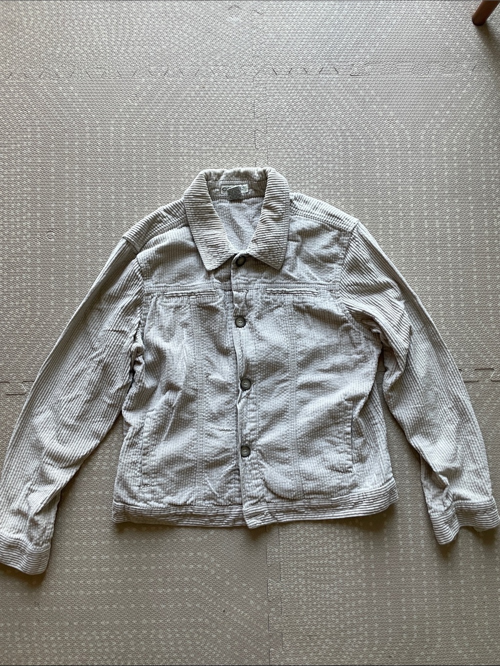 Cherokee Women’s Light Beige Corduroy Jacket - Classic Button-Up Size Large